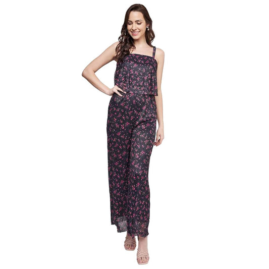 AND Floral Polyester Sleeveless Womens Ankle Length Jumpsuit (Multi, 16) Multicolour