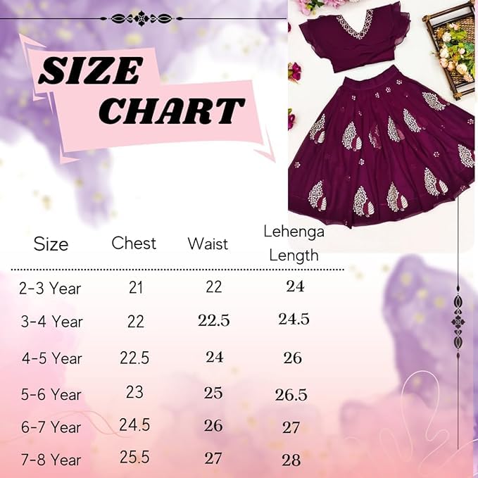 Tejam Kid's Girls Georgette Traditional Kids Lehenga Choli for Celebrations Colorful Ethnic Kids Lehenga Choli Set (6-7 Years, Green)