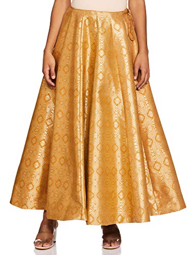 BIBA Women's Mustard Metallic Lehenga Set