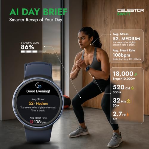 Titan Celestor Swift Smart Watch 1.32" AMOLED Display, Advanced Badminton Mode, Training Load & Readiness, Built-in GPS with Advanced Running Mode, Zone-Based Training & Recovery, AI Day Brief - Biege