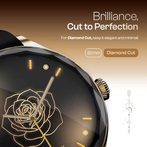 Fire-Boltt Phoenix Aura Women Smart Watch with 1.26” Diamond-Cut HD Display, Rotating Crown, Wireless Charging, Bluetooth Calling, Voice Assistant, 120+ Sports Modes - Carbon Black