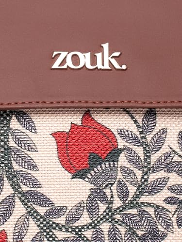 ZOUK Nawabi Couture Floral Printed Women’s Jute Sling Bag | Handcrafted Vegan Leather Multicolor Flap Shoulder Bag