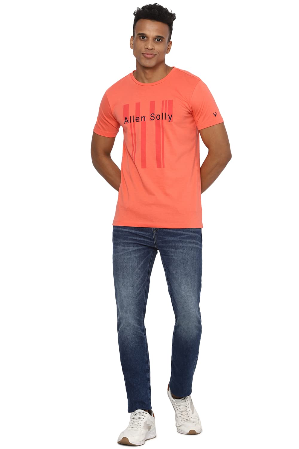 Allen Solly Men's Regular Fit T-Shirt (ALKCVSGF195222_Peach_Medium)