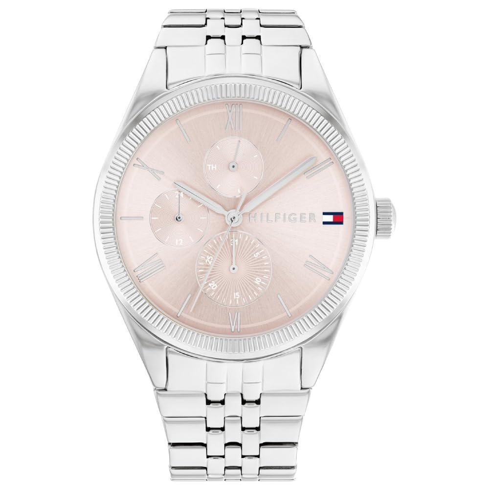 Tommy Hilfiger Monica Quartz Multifunction Blush Dial Silver Stainless Steel Strap Watch for Women