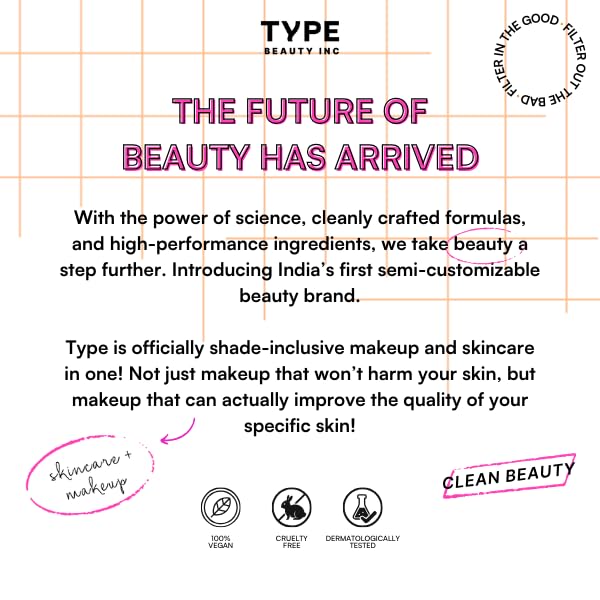 TYPE BEAUTY INC. Eye Light Waterproof Concealer for Face Makeup with Caffeine & Peptides | Reduces Dark Circles, Puffiness & Spots | Crease-Free & Long-Lasting | For Women & Men - Cinaamon (60) | 8ML