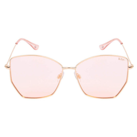 Lee Cooper Women's UV Protected Oversized Full Rim Sunglasses (Gold) (Lens Color - Pink) (Lens Size - 58*17*152 MM) (Pack Of 1) (LC9177NTA C1)