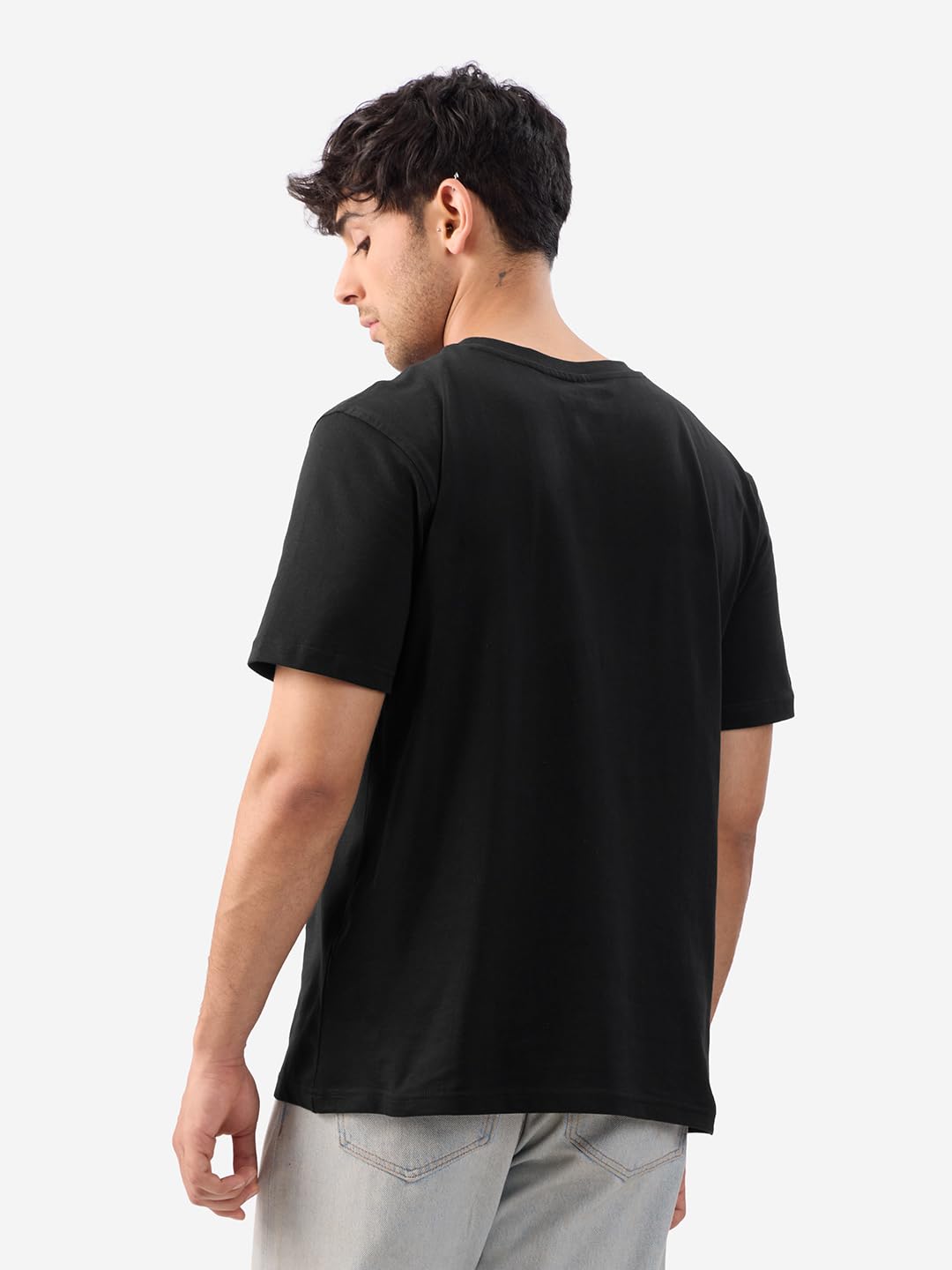 The Souled Store Official Punisher: Classic Logo Men and Boys Short Sleeves Round Neck Black Graphic Printed Regular Fit Cotton T-Shirts