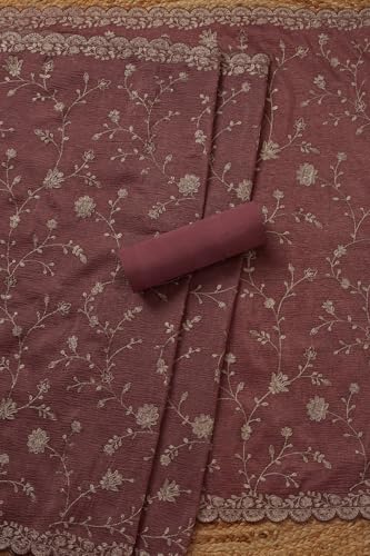 Soch Womens Blush Pink Crushed Tissue Embroidered Unstitch Dress Material With Zari