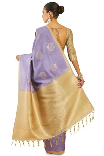 Soch Womens Purple Tussar Silk Saree With Geometric Motifs And Beige Pallu