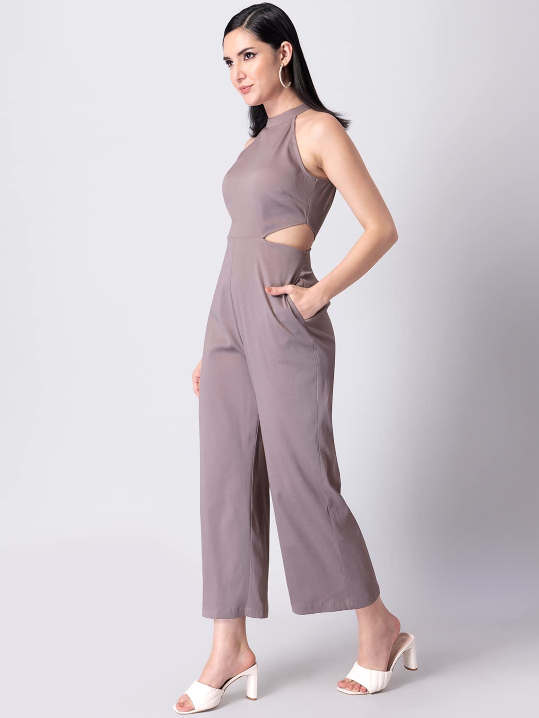 FabAlley Lilac Halter Side Cutout Jumpsuit