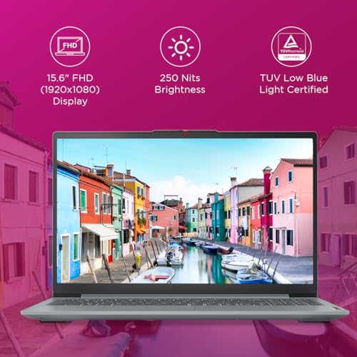 Lenovo IdeaPad Slim 3, AMD Ryzen 5 5625U, 8GB RAM, 512GB SSD, FHD 15.6"(39.6cm), Windows 11, Office Home 2024, Grey, 1.6Kg, 82XM011AIN, Integrated AMD Radeon Graphics, Thin and Light Laptop
