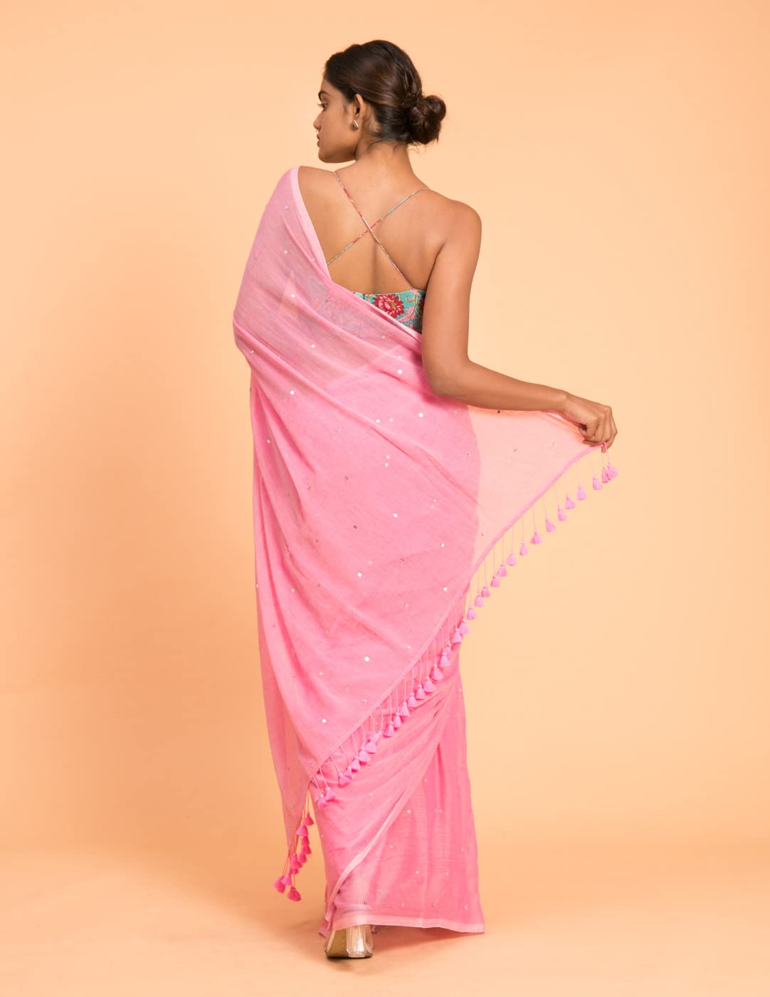 Suta Women's Plain Pure Cotton Saree Without Blouse| Pink Saree| Pink Cotton Saree Saree