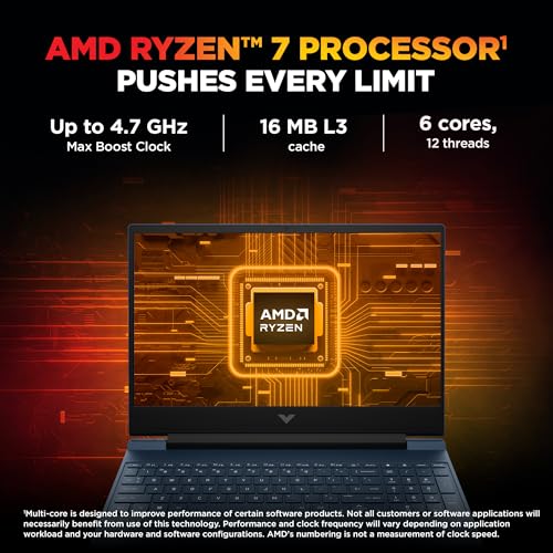 HP Smartchoice Victus, AMD Ryzen 7 7445HS, 6GB RTX 4050, 16GB DDR5(Upgradeable) 512GB SSD, 144Hz, IPS, 300 nits, 15.6''/39.6cm, Win11, Office24, Blue, 2.29kg, fb3130AX/3118AX, Gaming Laptop