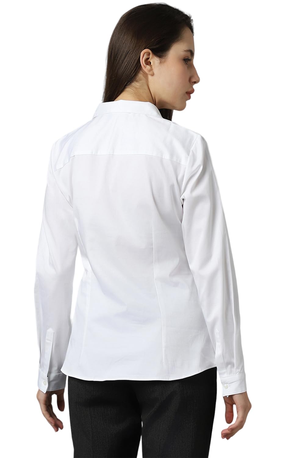 Allen Solly Women's Solid Regular Fit Shirt (AHSFCRGFT80330_White