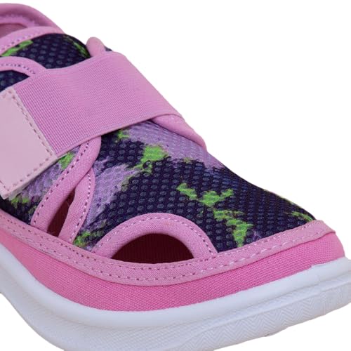 Hopscotch Girls Mesh Printed Round Toe Sneakers in Pink Color,UK:12