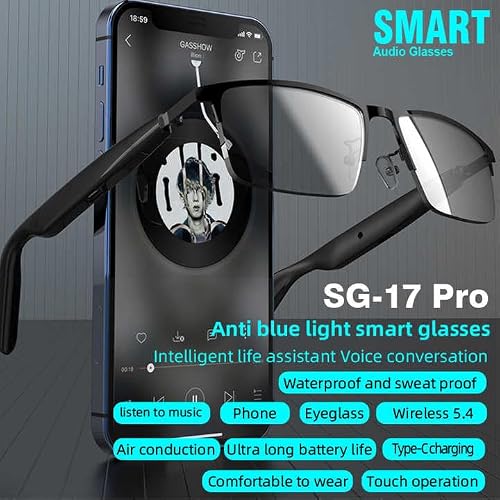 KRESHU Smart Wireless Bluetooth 5.4 Version Sunglasses SG-17Pro Touch Earphone Hands Free Calling | Open Ear Music Smart Audio Glasses | Connect with Mobile/Tablet Type-C Rechargeable (Pack of 1)