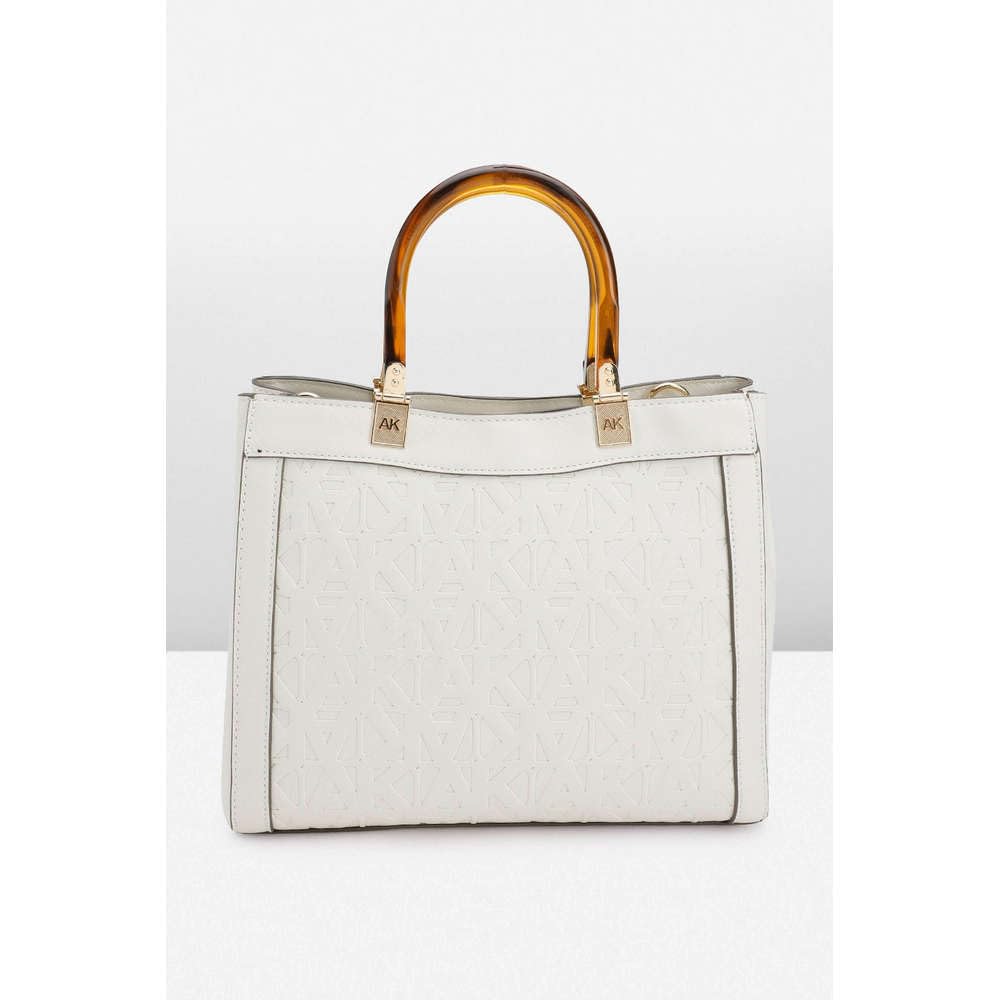 Anne Klein Faux Leather Zipper Closure Women's Satchel Bag (Grey, XL)