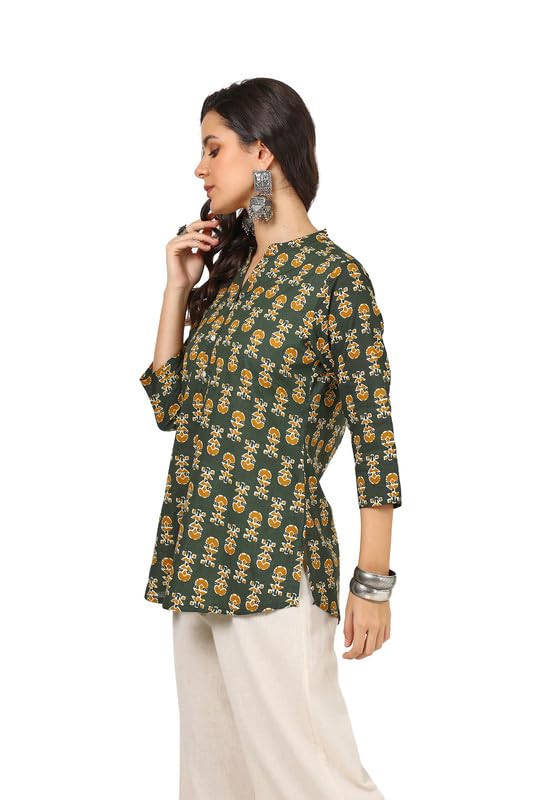 Soch Womens Green Cotton Ajrakh Print Tunic