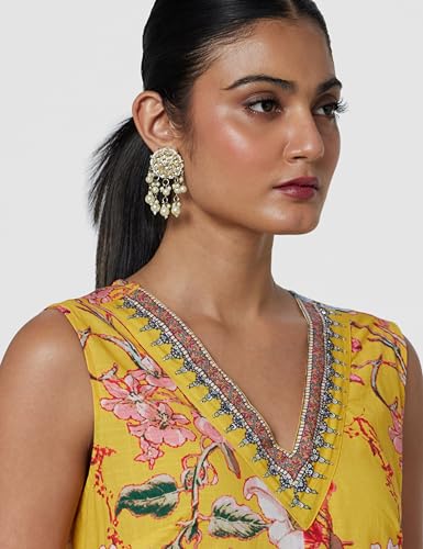 BIBA Women Yellow Cotton Straight Printed Jumpsuit_40
