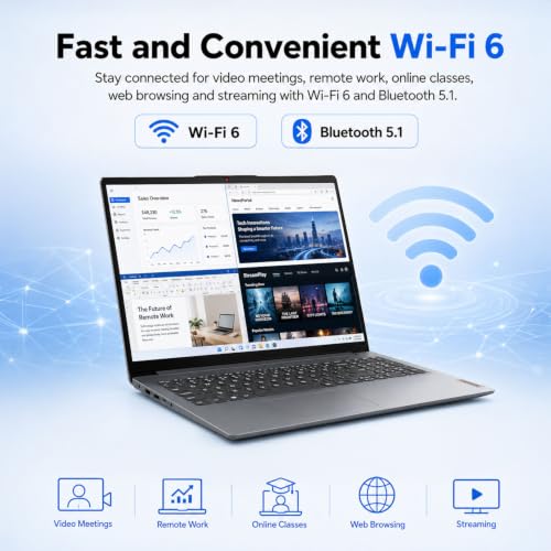 Lenovo IdeaPad 1 15.6“ Laptop | AMD Athlon Processor | 8GB RAM | 128GB eMMC | Full-Size Keyboard & Numepad | Wi-Fi 6 | Win 11 | Privacy Webcam | for School, Home and Everyday Use