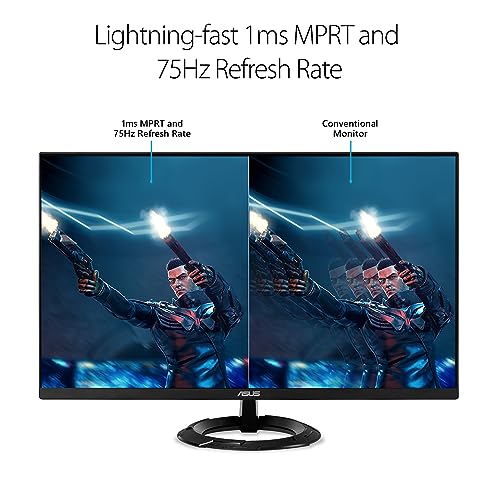 ASUS 27" 1080P Gaming Monitor (VZ279QG1R) - Full HD, IPS, 75Hz, 1ms, Extreme Low Motion Blur, FreeSync, Eye Care, DisplayPort, HDMI, Tilt Adjustable, Ultra-Slim, Black