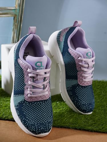 Carlton London Women Blue Comfortable Lace-Up Snakeer with Heels, for for Casual, Walking & Daily Use (37)