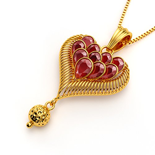 Joyalukkas 22KT Yellow Gold and Ruby Pendant for Girls