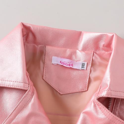 Hopscotch Girls Pink Full Sleeves Moto Biker Zip-Up Jacket For Age (6-7 Years)