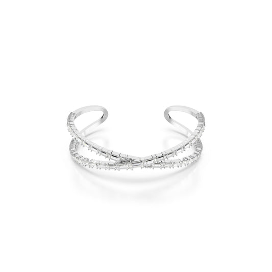 Swarovski Hyperbola cuff, Infinity, White, Rhodium plated