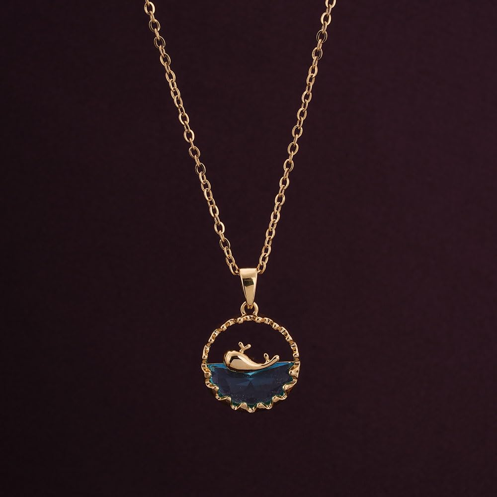 PALMONAS Gold Whale Pendent Necklace for Womens - Waterproof & Anti-Tarnish