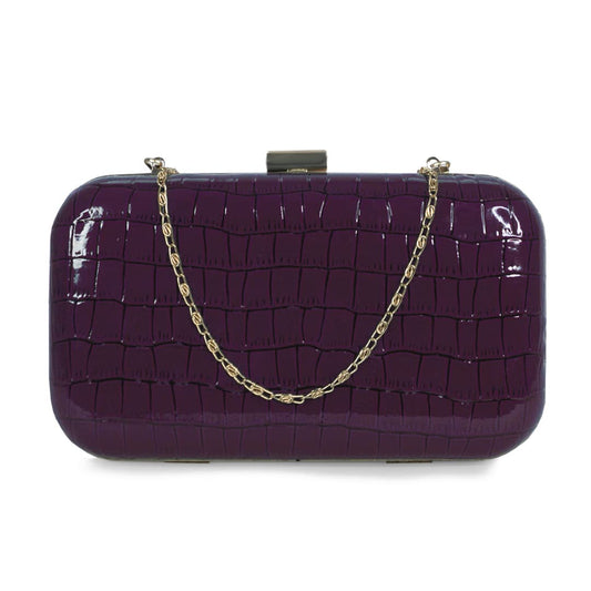 Modern Myth Fearless Purple Faux Croco Skin Party Clutch for Women