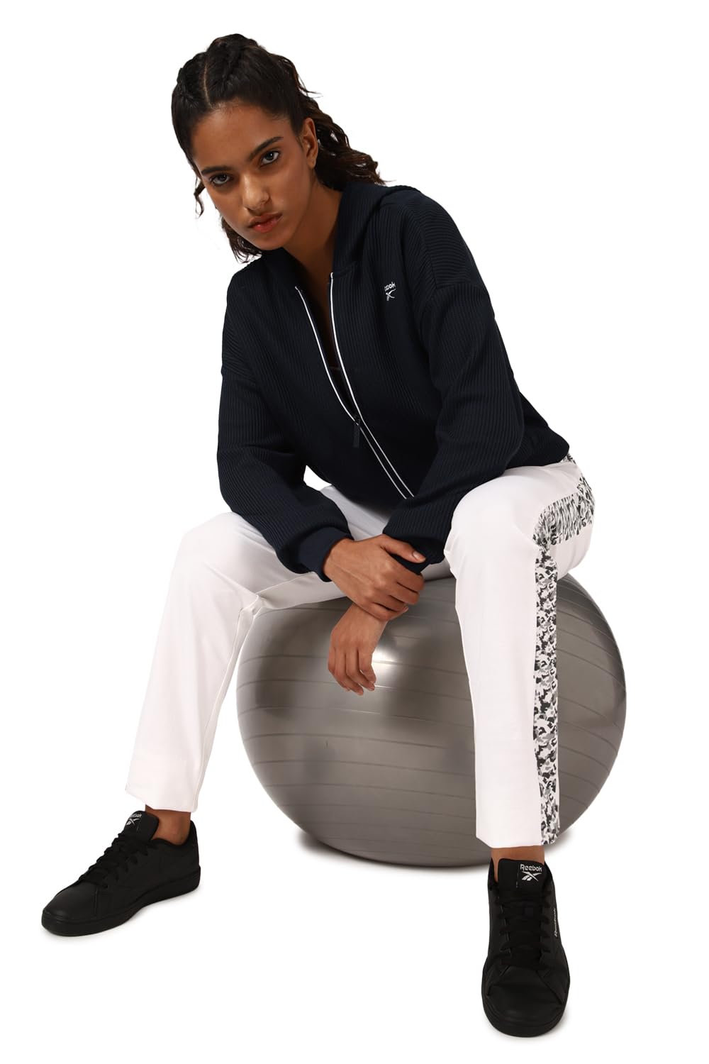 Reebok Women's Polyester Blend Hooded Neck Sweatshirt (II3200_Navy