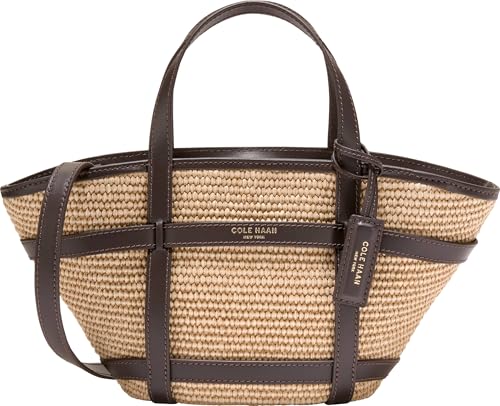 Cole Haan Women's Key West Crossbody, Natural Raffia/Dk. Chocolate, UNIT