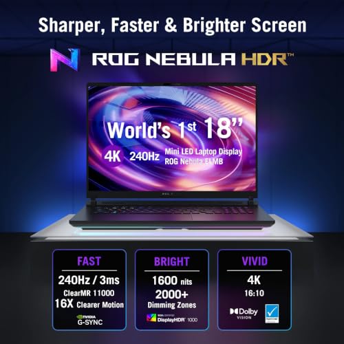 ASUS ROG Strix Scar 18 (2026),Intel Core Ultra 9 (Series 2),RTX 5090-24GB,64GB RAM (Upgradeable),2TB SSD,4K FHD+,18"(45 cm),Win 11,M365 Basic(1Y),Office 24,Black,3.7 Kg,G835LXG-TQ492WS,Gaming Laptop