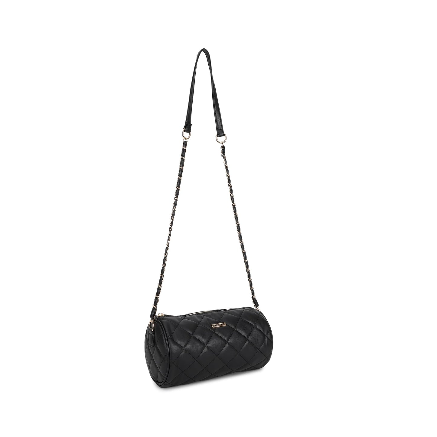 Fastrack Quilted Design Sling Bag For Womens, Ladies And Girls | Stylish And Trendy Western Handbag | Made Up Of Semi Pu Leather, Black