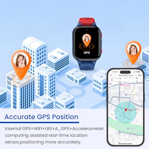 LAGENIO K9 Kid AI Smartwatch with GPS and Phone, 1.78'' AMOLED 4G for Kids with Video Call, Alarm Clock, School Mode, IP68 Waterproof Kids Smartwatch for Teens Ages 6 and Up