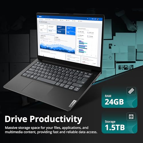 Lenovo V14 G4 14" FHD Business Laptop, Intel Core i7-13620H, 24GB DDR4, 1.5TB Storage (512GB SSD&1TB Docking Station Set), Intel UHD Graphics, 720p HD Camera, Wi-Fi 6, Win 11 Pro, Black