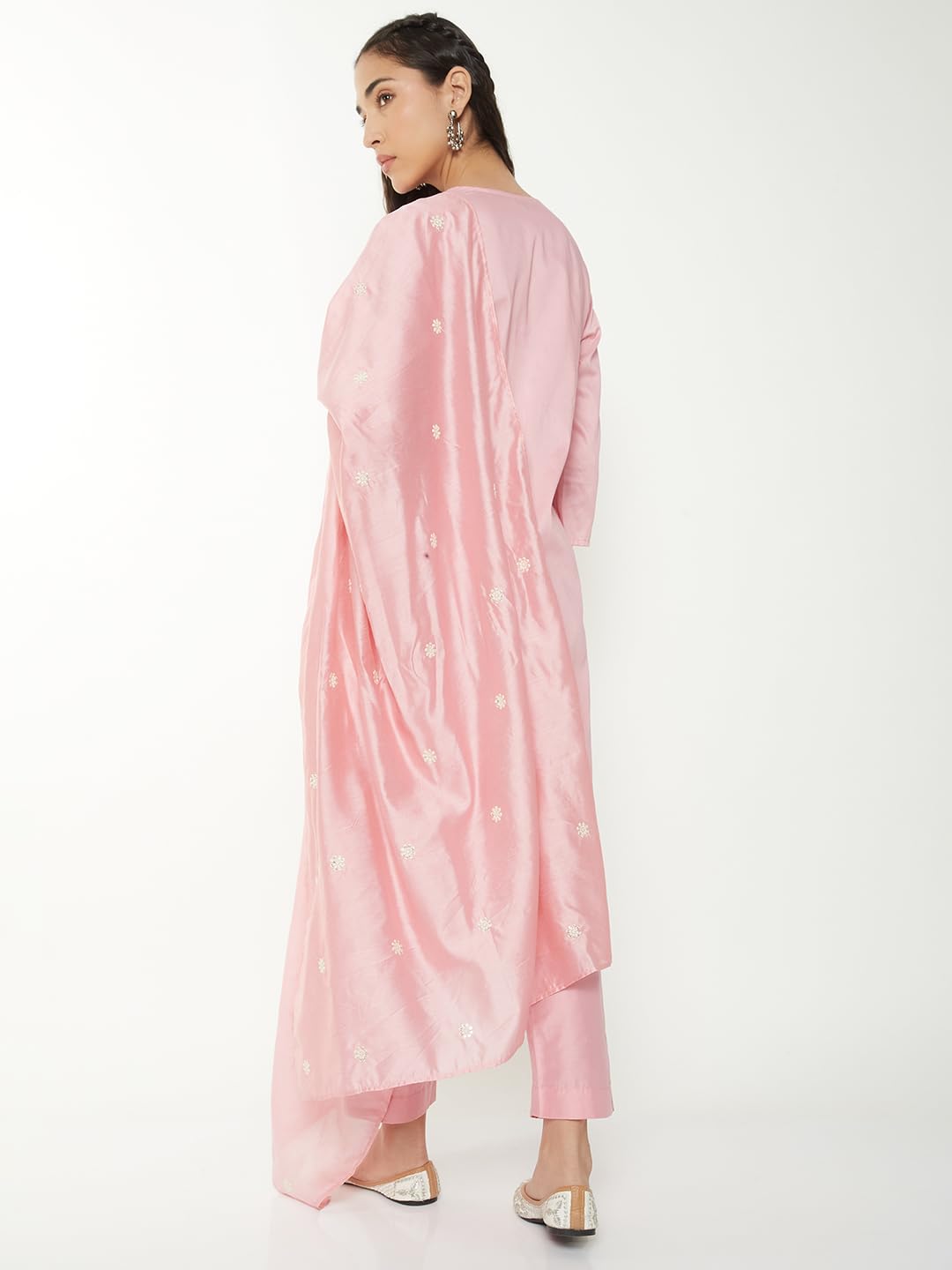 Max Women Embroidered Straight Kurts Set (Pink_XL)