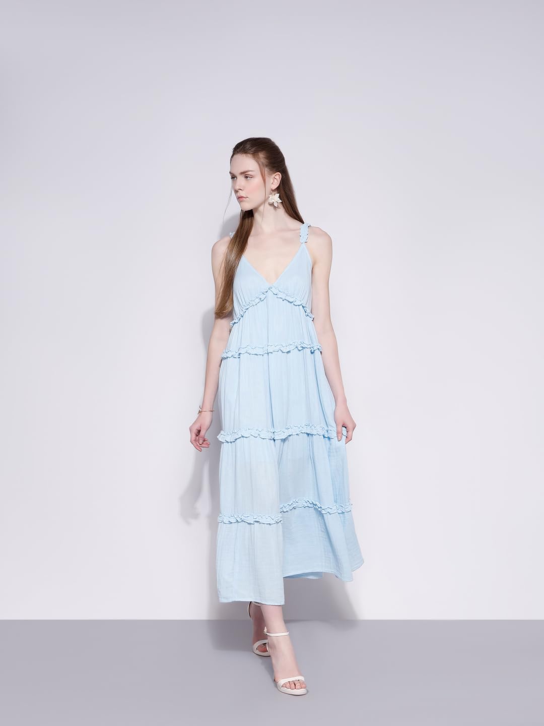 VERO MODA Women's Fit and Flare Blue Dress