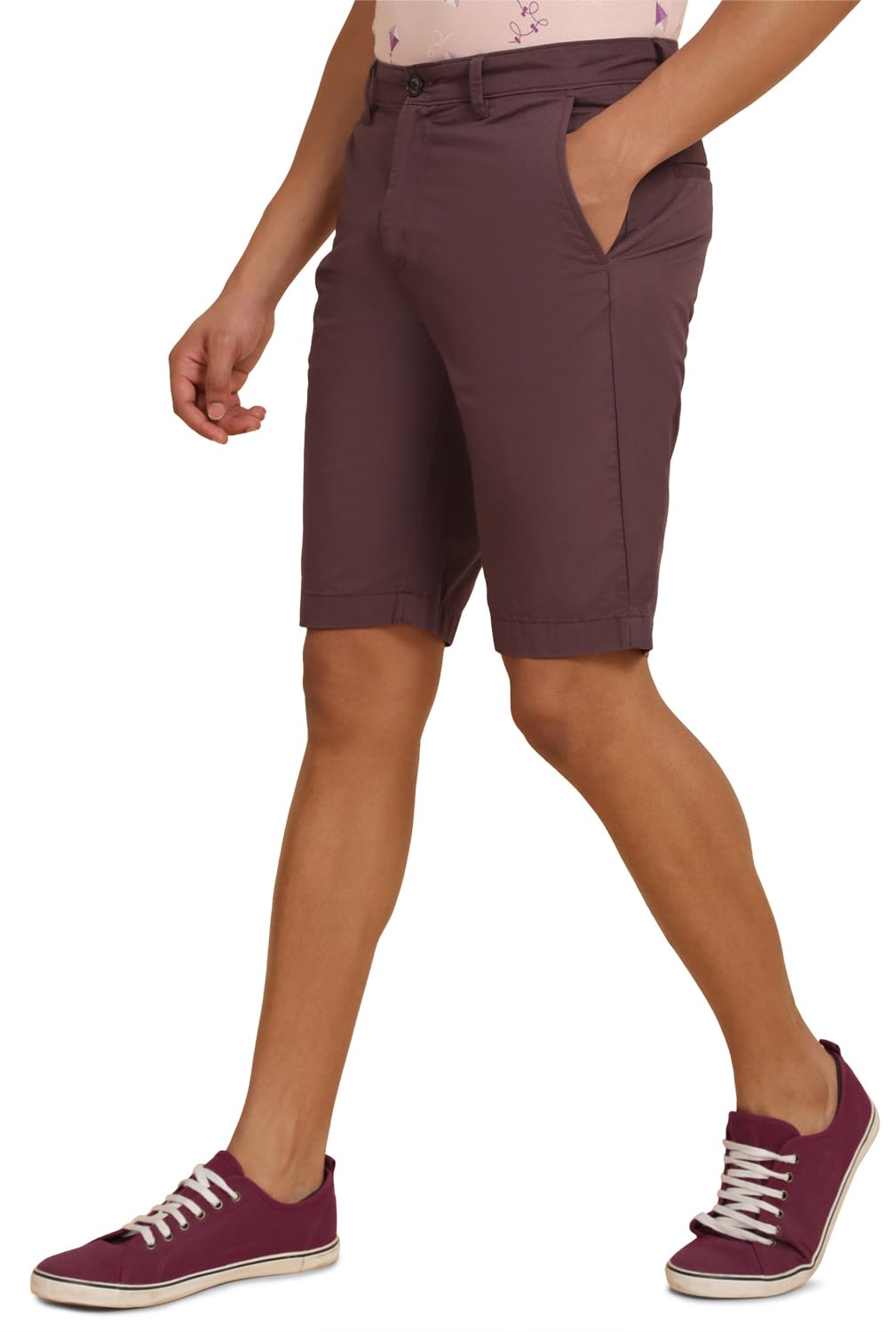 Allen Solly Men Maroon Solid Slim Fit Shorts