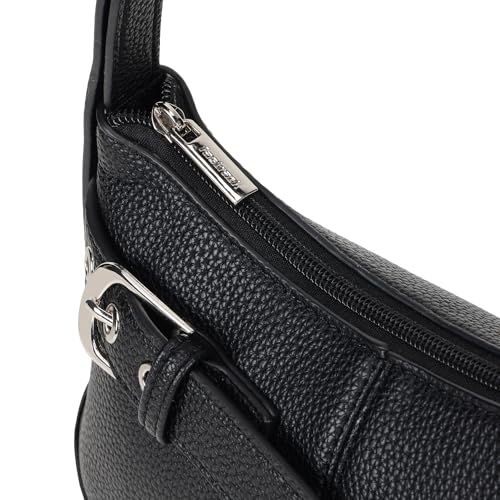 Fastrack Buckle Up Black Shoulder Bag | Faux Leather bag with Front Buckle Accent | Zip Closure Shoulder Bag with Adjustable Strap & Spacious Compartment with Organizer Pockets