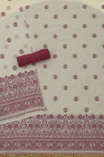 Soch Womens Maroon Chanderi Woven Design Dress Material