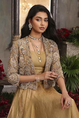 BIBA Women Gold Art Silk Regular Lehenga Set_38