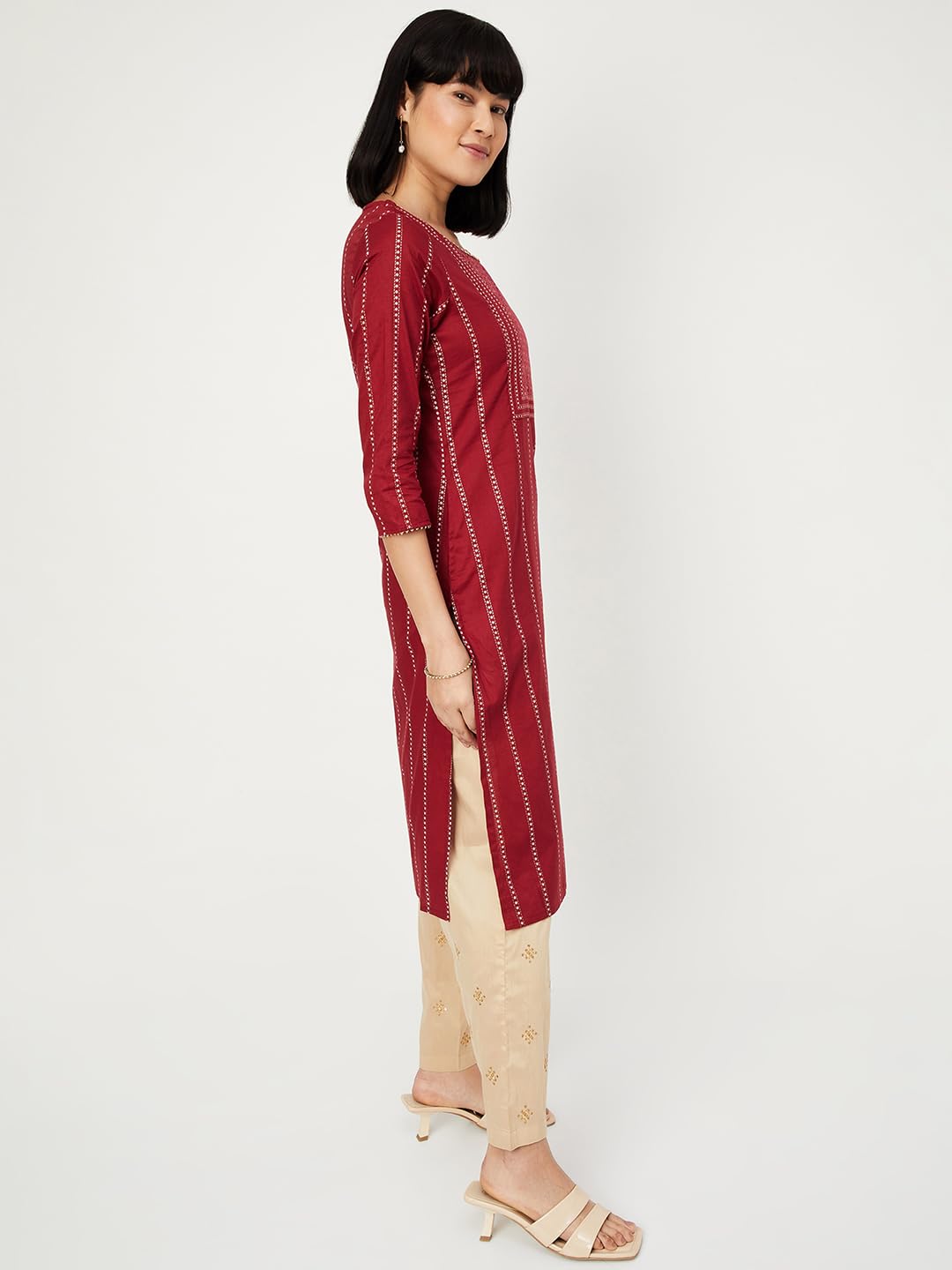Max Women's Cotton Regular Kurta (PCPKFE24NAMAROON_Maroon