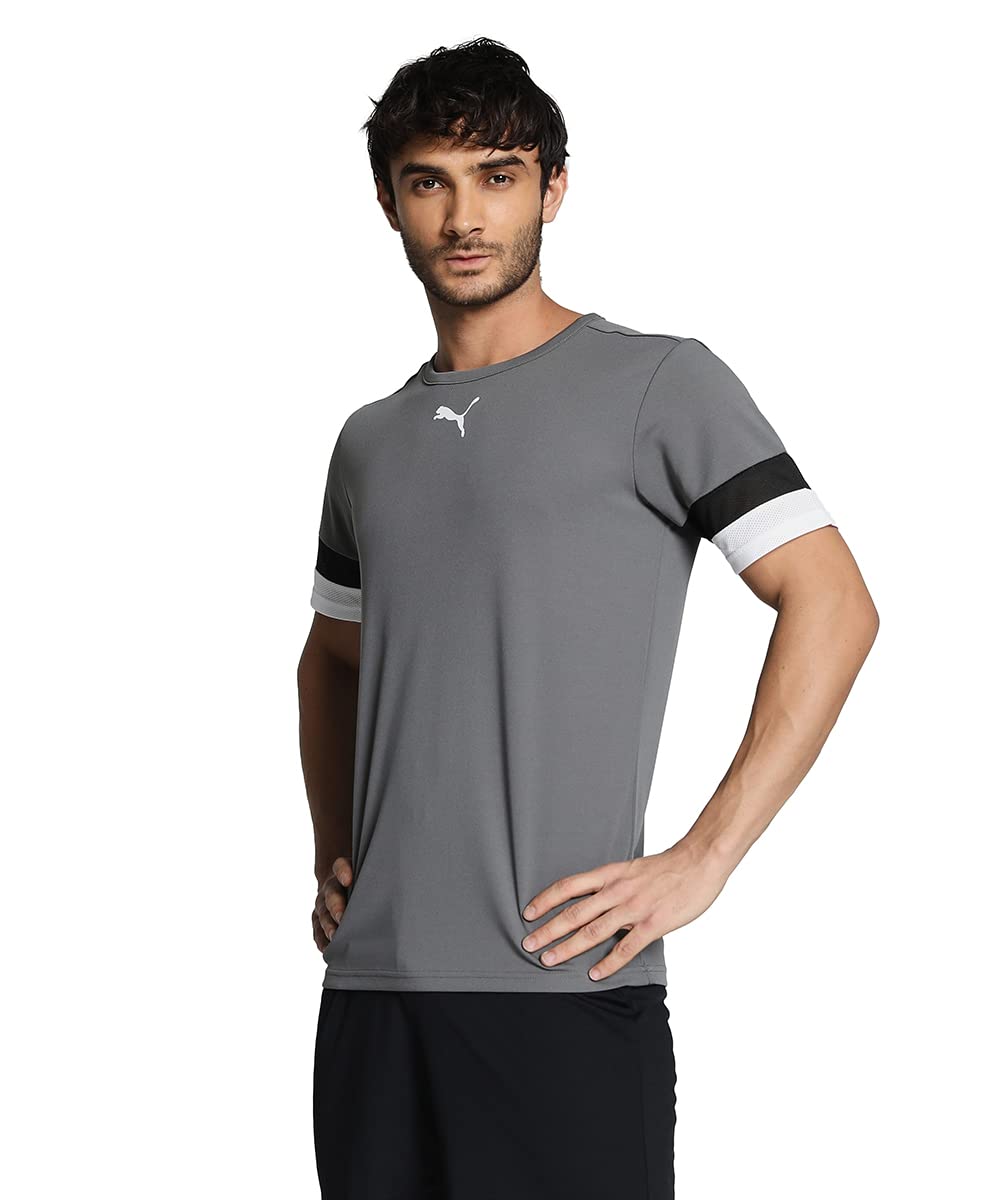 Puma Men's Color Block Regular Fit T-Shirt (704932_Smoked Pearl-Black-White