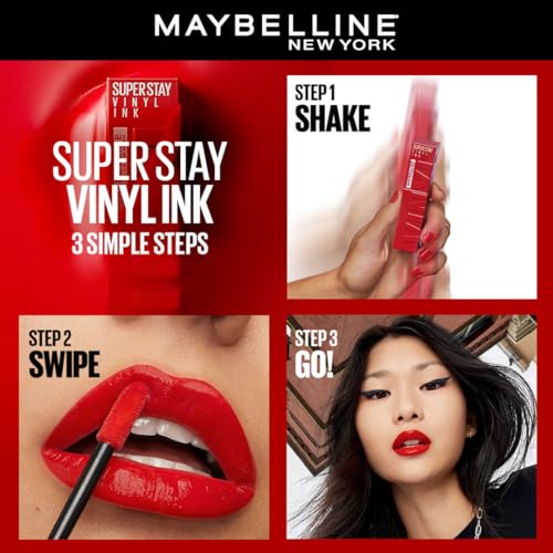 Maybelline New York Superstay Vinyl Ink Liquid Matte Lipstick - Extra, Instant Shine & Transfer Proof. Superstay Vinyl Ink Liquid Lipstick Last Up To 16 Hours, Enriched With Vitamin E & Aloe | 4.2Ml