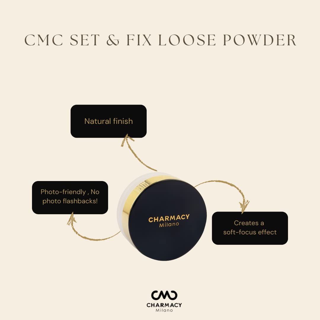 Charmacy Milano Set & Fix Loose Powder For All Skin Type, Matte, 16Gm,Beige