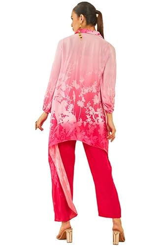 Soch Womens Fuchsia Crepe Floral Printed Co-Ord Set with Sequins Details