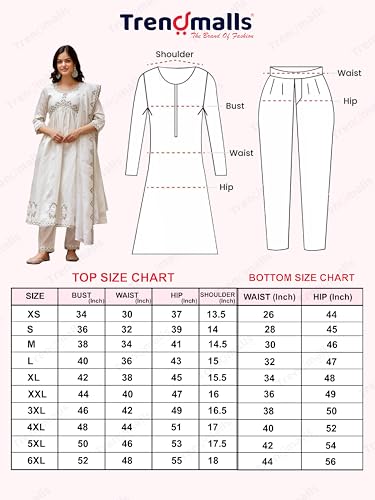 TRENDMALLS Women's Chanderi Silk Embroidery Salwar Suit Set Kurta Pant with Dupatta (G274-OffWhite-S-)