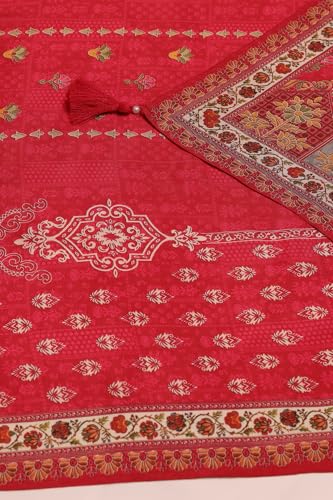 Soch Womens Fuchsia Muslin Ethnic Motifs Zari Embroidered Salwar Suit